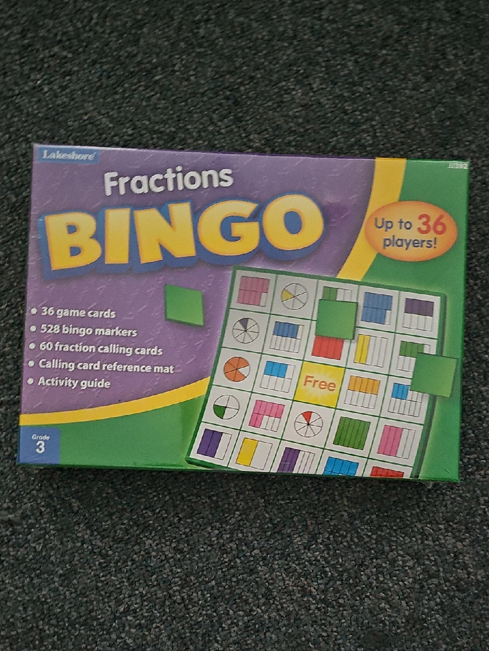 Lakeshore Fractions BINGO Educational Game - Purple & Green